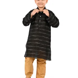 BAESD Boys Mandarin Collar Striped Printed Regular Kurta with Trousers-14