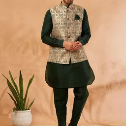 Armaan Ethnic Men Regular Dupion Silk Kurta with Trousers-picture-30
