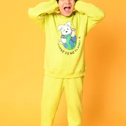 Anthrilo Boys Lime Green Planet B Fleece Sweatshirt Jogger Set-image-85