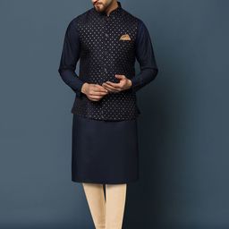 KISAH Mandarin Collar Straight Kurta & Trouser With Nehru Jacket-picture-15