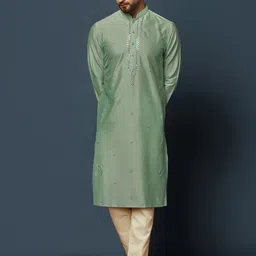 KISAH Embroidered Regular Kurta with Trousers-image-54