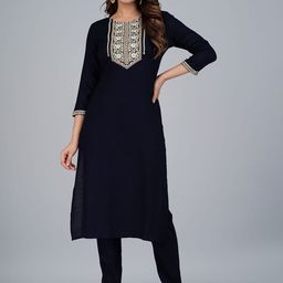 Mishree Collection Women Embroidered Regular Kurta with Trousers-picture-10