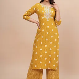 BAESD Ethnic Motifs Embroidered Regular Gotta Patti Kurta with Trousers-picture-44