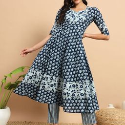 Meeranshi Ethnic Motifs Printed Gotta Patti Panelled A-Line Kurta With Trousers-image-62