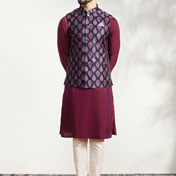 KISAH Mandarin Collar Straight Kurta & Trouser With Nehru Jacket-picture-16