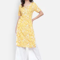 NKSA FASHION Floral Printed Round Neck Short Sleeves Pure Cotton Kurta Set-picture-22