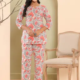 Haute and Humble Floral Printed Pure Cotton Top With Trousers-picture-33