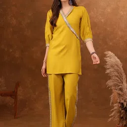 Anouk Embroidered Angrakha Mirror Work Co-Ords-image-15