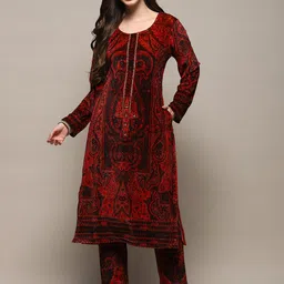 Biba Ethnic Motifs Printed Regular Sequinned Kurta With Trousers-36