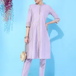 Vishudh Women Striped Viscose Rayon Kurta Set-image-56