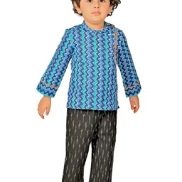 Tiny Bunnies Boys Chevron Printed Pure Cotton Shirt with Trousers-picture-56
