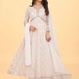 ODD BY chansi TRENDZ Floral Printed Empire Anarkali Kurta With Palazzos & Dupatta-picture-41