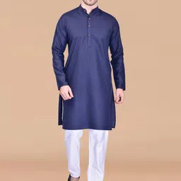 PRINTCULTR Mandarin Collar Pure Cotton Kurta with Trousers-picture-17