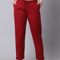 Pistaa Women Maroon Cigarette Trousers-picture-39