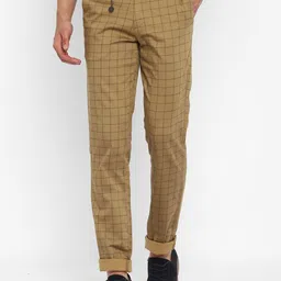 Turtle Men Checked Relaxed Skinny Fit Trousers-image-72