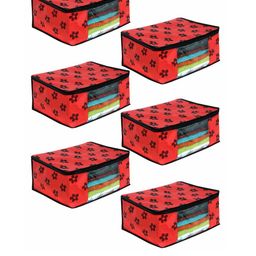 prettykrafts Set Of 6 Red & Black Printed Saree Organisers-picture-28