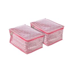 Kuber Industries Set Of 2 Pink & White Printed Jewellery Organisers-41
