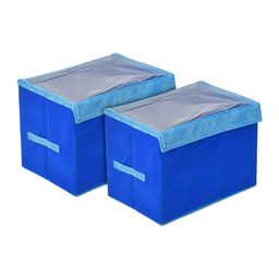 Kuber Industries Set Of 2 Blue & Grey Solid Multipurpose Organisers-21