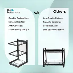 The Better Home Black 3 Layer Buckle Type Pot Rack Organiser image 4