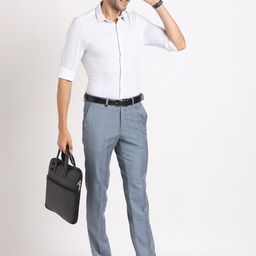Turtle Men Self Design Textured Tailored Slim Fit Formal Trousers image 4