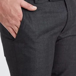MR BUTTON Men Charcoal Slim Fit Formal Trouser image 4