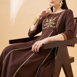 all about you Floral Embroidered Gotta Patti A-Line Kurta With Trouser-picture-9