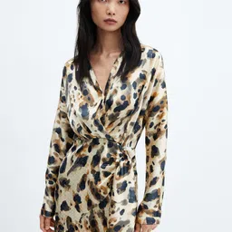 MANGO Printed Satin Mini Dress-82