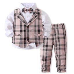 StyleCast x Revolte Boys Checked Pure Cotton Single-Breasted Three Piece Suit-image-61