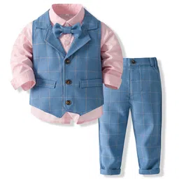 StyleCast x Revolte Boys Checked Pure Cotton Single-Breasted Three Piece Suit-image-73