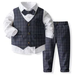 StyleCast x Revolte Boys Checked Pure Cotton Single-Breasted Three Piece Suit-image-63