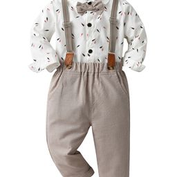 StyleCast Boys White Floral Printed Shirt & Trousers With Suspenders-image-36