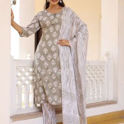 Anouk Floral Printed Regular Pure Cotton Kurta with Trousers & Dupatta-image-65