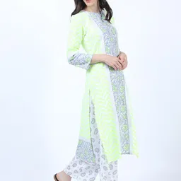 Vishudh Grey Floral Yoke Design Empire Kurta with Trousers & With Dupatta image 5