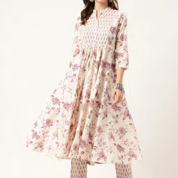 Divena Ethnic Motifs Printed Pure Cotton Kurta With Trousers-53