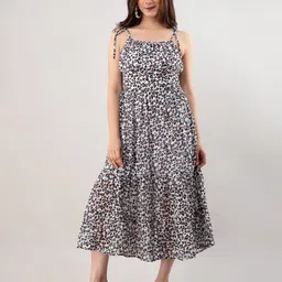 PRETTY LOVING THING White Animal Printed Chiffon Midi Dress-picture-13