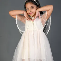 Kids On Board Girls Sleeveless Fit & Flare Dress With Cape-image-19