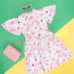 Pantaloons Junior Girls Floral Printed Flared Sleeves Cotton Fit & Flare Dress-image-83