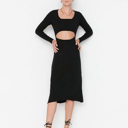 Trendyol Black Sheath Midi Dress-image-19