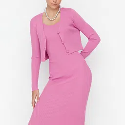 Trendyol Women Pink Sheath Midi Dress-picture-24