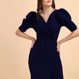 SHEETAL Associates Puff Sleeves Blue Dress-picture-47