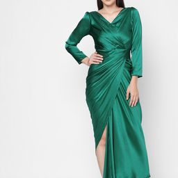 MISH Women Green Solid Maxi Dress-picture-40