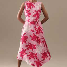 Marks & Spencer Floral Printed Sleeveless Tie-Ups Fit & Flare Dress-image-80