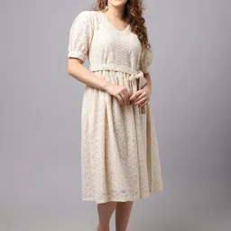 Tulsattva Off White Midi Dress-image-47