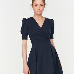 Trendyol Women Navy Blue Solid Fit & Flare Dress-picture-26