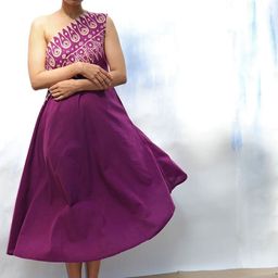 Chidiyaa Purple One Shoulder Midi Dress-26