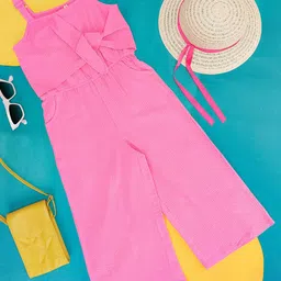 Pantaloons Junior Girls Self Design Shoulder Strap Cotton Basic Jumpsuit-image-39