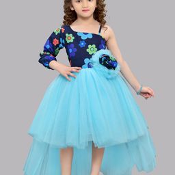Pink Chick Floral Print Puff Sleeve Satin Midi Fit and Flare Dress-image-35