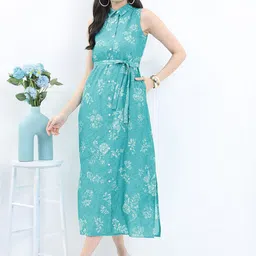 Vishudh Floral Printed A-Line Midi Dress-image-86