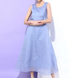 Vishudh Blue Printed Maxi Dress-image-6