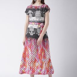 DODO & MOA Graphic Printed Crepe Midi Dress-image-64